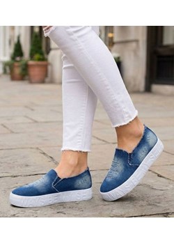 Wsuwane granatowe trampki na platformie /G8-3 18080 T18-5/ ze sklepu Pantofelek24.pl w kategorii Trampki damskie - zdjęcie 188102248