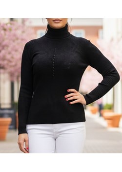 Damski czarny golf z perełkami /C7-1 UB302 T197/ ze sklepu Pantofelek24.pl w kategorii Bluzki damskie - zdjęcie 188102255