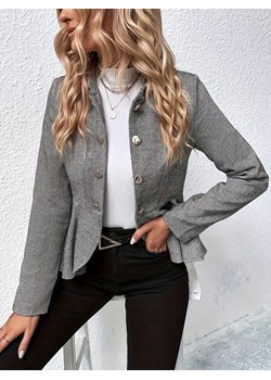 Damska jodełkowa kurtka plus size - Szary XL ze sklepu Intimica.pl w kategorii Kurtki damskie - zdjęcie 188102369