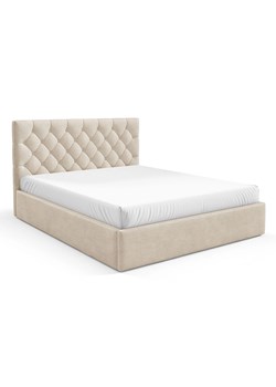 Beżowe łóżko z pikowanym zagłókiem 3 rozmiary - Lestiria ze sklepu Edinos.pl w kategorii Łóżka i materace - zdjęcie 188102395