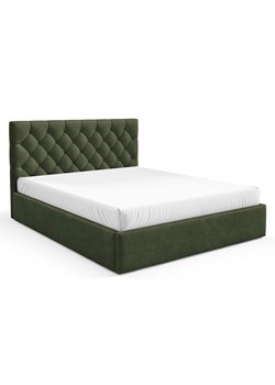 Zielone łóżko tapicerowane z zagłówkiem 3 rozmiary - Lestiria ze sklepu Edinos.pl w kategorii Łóżka i materace - zdjęcie 188102419