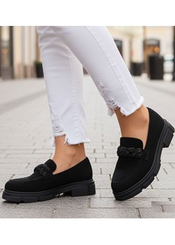 Czarne półbuty mokasyny na platformie /C6-3 12707 T798/ ze sklepu Pantofelek24.pl w kategorii Mokasyny damskie - zdjęcie 188102705