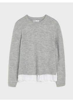 Sinsay - Sweter z haftowanym koszulowym dołem - szary ze sklepu Sinsay w kategorii Swetry damskie - zdjęcie 188103226