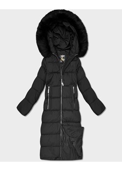 Długa damska kurtka zimowa z kapturem czarna (7688BIG) ze sklepu goodlookin.pl w kategorii Kurtki damskie - zdjęcie 188103549