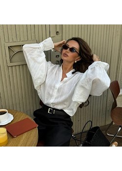 Damska koszula z bufiastymi rękawami - Biały S ze sklepu Intimica.pl w kategorii Koszule damskie - zdjęcie 188103607