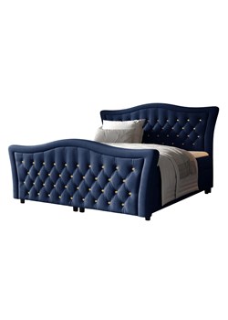 Granatowe łóżko kontynentalne z pojemnikiem 5 rozmiarów - Belvarinne ze sklepu Edinos.pl w kategorii Łóżka i materace - zdjęcie 188103669