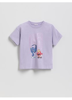 Reserved - T-shirt z nadrukiem Inside Out - lawendowy ze sklepu Reserved w kategorii Bluzki dziewczęce - zdjęcie 188103797