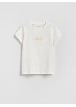 Reserved - T-shirt z haftem - złamana biel ze sklepu Reserved w kategorii Bluzki dziewczęce - zdjęcie 188104036