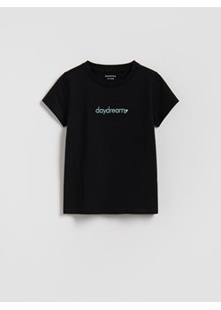 Reserved - T-shirt z haftem - czarny ze sklepu Reserved w kategorii Bluzki dziewczęce - zdjęcie 188104038