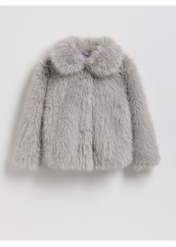 Reserved - Sztuczne futerko z kołnierzem - jasnoszary ze sklepu Reserved w kategorii Kurtki dziewczęce - zdjęcie 188104048