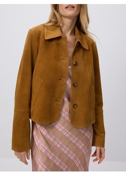 Reserved - Zamszowa kurtka z kołnierzykiem - bursztynowy ze sklepu Reserved w kategorii Kurtki damskie - zdjęcie 188104066