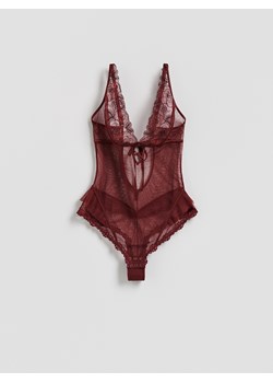 Reserved - Koronkowe body - mahoniowy ze sklepu Reserved w kategorii Body damskie - zdjęcie 188104228