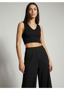 Sinsay - Bawełniany crop top - czarny ze sklepu Sinsay w kategorii Bluzki damskie - zdjęcie 188104798