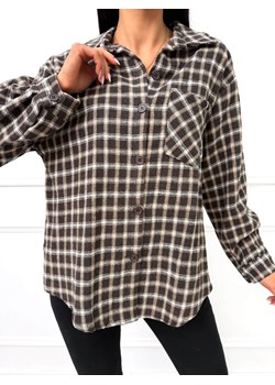 Czekoladowa Flanelowa Koszula w Kratę ze sklepu ModnaKiecka.pl w kategorii Koszule damskie - zdjęcie 188104956