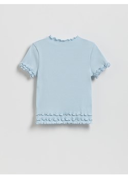 Reserved - Prążkowany t-shirt - jasnoniebieski ze sklepu Reserved w kategorii Bluzki dziewczęce - zdjęcie 188105216