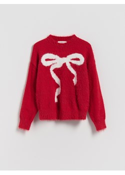 Reserved - Sweter z kokardką - czerwony ze sklepu Reserved w kategorii Swetry dziewczęce - zdjęcie 188105826