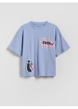 Reserved - Bawełniany t-shirt z nadrukiem - jasnoniebieski ze sklepu Reserved w kategorii T-shirty chłopięce - zdjęcie 188105837