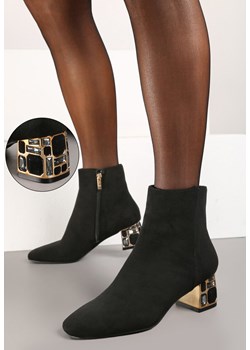 Czarne Botki Vices z Kryształkami na Obcasie Vortisha ze sklepu renee.pl w kategorii Botki - zdjęcie 188105935