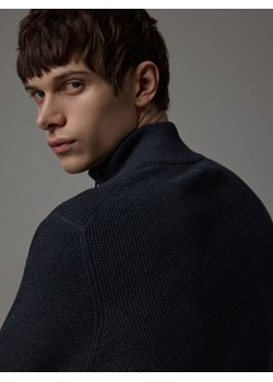 Reserved - Sweter z rozpinanym golfem - granatowy ze sklepu Reserved w kategorii Swetry męskie - zdjęcie 188106149