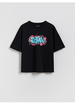 Reserved - T-shirt z nadrukiem - czarny ze sklepu Reserved w kategorii T-shirty chłopięce - zdjęcie 188106217