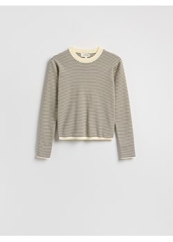 Reserved - Bawełniany longsleeve w paski - zielony ze sklepu Reserved w kategorii Bluzki damskie - zdjęcie 188106266