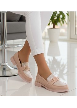 Beżowe półbuty mokasyny damskie /A7-2 15481 T249 ze sklepu Pantofelek24.pl w kategorii Półbuty damskie - zdjęcie 188107008