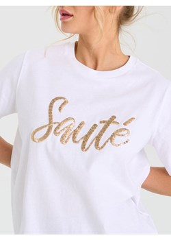 Sinsay - Bawełniana koszulka z połyskującymi aplikacjami - biały ze sklepu Sinsay w kategorii Bluzki damskie - zdjęcie 188107448