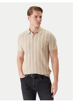 Tommy Hilfiger Polo Vertical MW0MW41949 Beżowy Regular Fit ze sklepu MODIVO w kategorii T-shirty męskie - zdjęcie 188109047