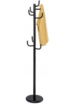 Czarny metalowy wieszak stojący z 8 haczykami - Zorin ze sklepu Edinos.pl w kategorii Zestawy mebli do przedpokoju - zdjęcie 188109397
