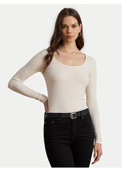 LAUREN RALPH LAUREN Bluzka 200980145001 Beżowy Slim Fit ze sklepu MODIVO w kategorii Bluzki damskie - zdjęcie 188110109