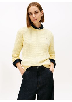 Tommy Hilfiger Sweter damski z dzianiny Kobiety Bawełna żółty jednolity ze sklepu vangraaf w kategorii Swetry damskie - zdjęcie 188110358