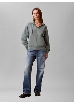 Calvin Klein Jeans Damska kurtka dresowa Kobiety Materiał dresowy szmaragdowy jednolity ze sklepu vangraaf w kategorii Bluzy damskie - zdjęcie 188110359