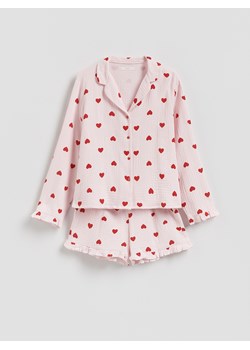 Reserved - Muślinowa piżama w serca - różowy ze sklepu Reserved w kategorii Piżamy damskie - zdjęcie 188110748