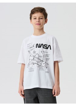 Sinsay - Bawełniana koszulka oversize z nadrukiem NASA - biały ze sklepu Sinsay w kategorii T-shirty chłopięce - zdjęcie 188112057