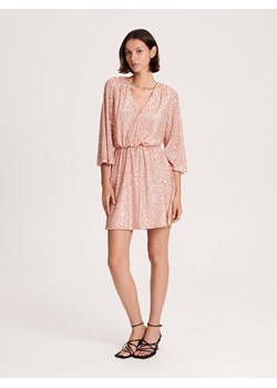 Reserved - Sukienka mini z cekinami - pastelowy róż ze sklepu Reserved w kategorii Sukienki - zdjęcie 188112986