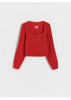Reserved - Sweter z kwadratowym dekoltem - czerwony ze sklepu Reserved w kategorii Swetry damskie - zdjęcie 188113129