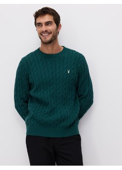 Reserved - Sweter z bawełną - ciemnozielony ze sklepu Reserved w kategorii Swetry męskie - zdjęcie 188113279