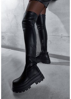 Czarne Wysokie Kozaki Vices w Stylu Chunky z Dopasowaną Cholewką Ceterie ze sklepu renee.pl w kategorii Kozaki damskie - zdjęcie 188114499