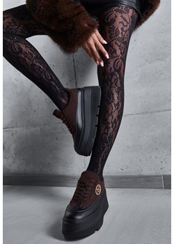 Brązowe Chunky Sneakersy Vices na Platformie z Okrągłym Detalem Sedvira ze sklepu renee.pl w kategorii Buty sportowe damskie - zdjęcie 188114507