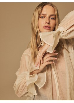 Reserved - Bluzka z efektem marszczenia - kremowy ze sklepu Reserved w kategorii Bluzki damskie - zdjęcie 188114775