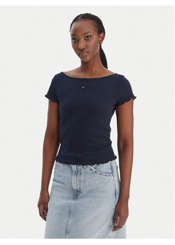 Tommy Jeans T-Shirt Lettuce Edge DW0DW22460 Granatowy Slim Fit ze sklepu MODIVO w kategorii Bluzki damskie - zdjęcie 188115147