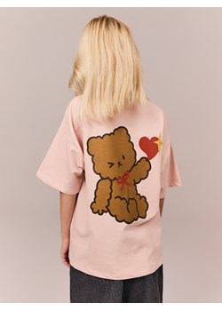 Reserved - Bawełniany T-shirt z haftem - pastelowy róż ze sklepu Reserved w kategorii Bluzki dziewczęce - zdjęcie 188116486