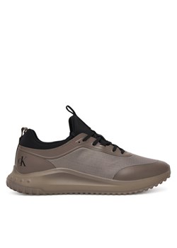 Sneakersy Calvin Klein Eva Runner Laceup Sock Mat Mix YM0YM01443 Brązowy ze sklepu eobuwie.pl w kategorii Buty sportowe męskie - zdjęcie 188117518