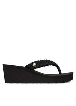 Japonki Tommy Hilfiger Th Wedge Braided Summer Sandal FW0FW09198 Czarny ze sklepu eobuwie.pl w kategorii Klapki damskie - zdjęcie 188117545