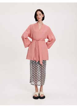 Reserved - Kimono z lnem - brudny róż ze sklepu Reserved w kategorii Odzież plażowa - zdjęcie 188120009