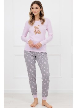 Długa bawełniana piżama damska różowo-szara Sara, Kolor różowo-szary, Rozmiar S, Italian Fashion ze sklepu Intymna w kategorii Piżamy damskie - zdjęcie 188121656