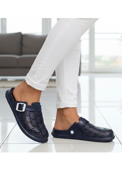 Klapki damskie Ażurowe buty na plażę Granatowe /H2 17854 G008/ ze sklepu Pantofelek24.pl w kategorii Klapki damskie - zdjęcie 188123019