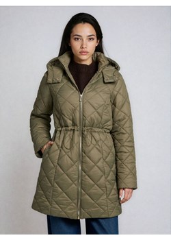 Sinsay - Pikowany płaszcz z kapturem - zielony ze sklepu Sinsay w kategorii Płaszcze damskie - zdjęcie 188123839