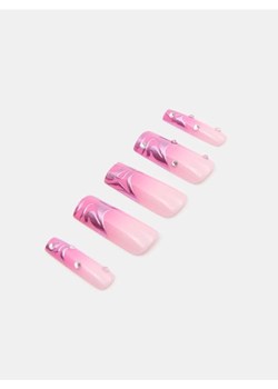 Sinsay - Sztuczne paznokcie kwadraty z cyrkoniami - różowy ze sklepu Sinsay w kategorii Sztuczne paznokcie - zdjęcie 188123909