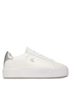Calvin Klein Sneakersy Flatform Lace Up Lth Met YW0YW01929 Biały ze sklepu MODIVO w kategorii Buty sportowe damskie - zdjęcie 188127106